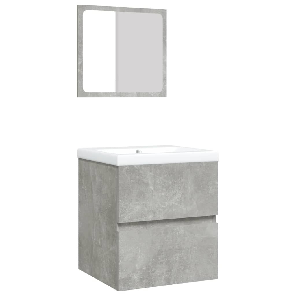 Mobile da Bagno con Lavabo e Specchio Grigio Cemento