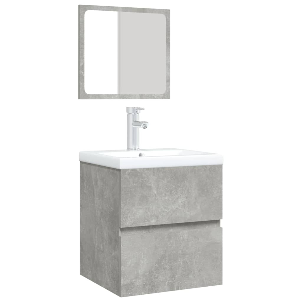 Mobile da Bagno con Lavabo e Specchio Grigio Cemento