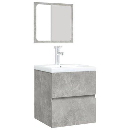 Mobile da Bagno con Lavabo e Specchio Grigio Cemento