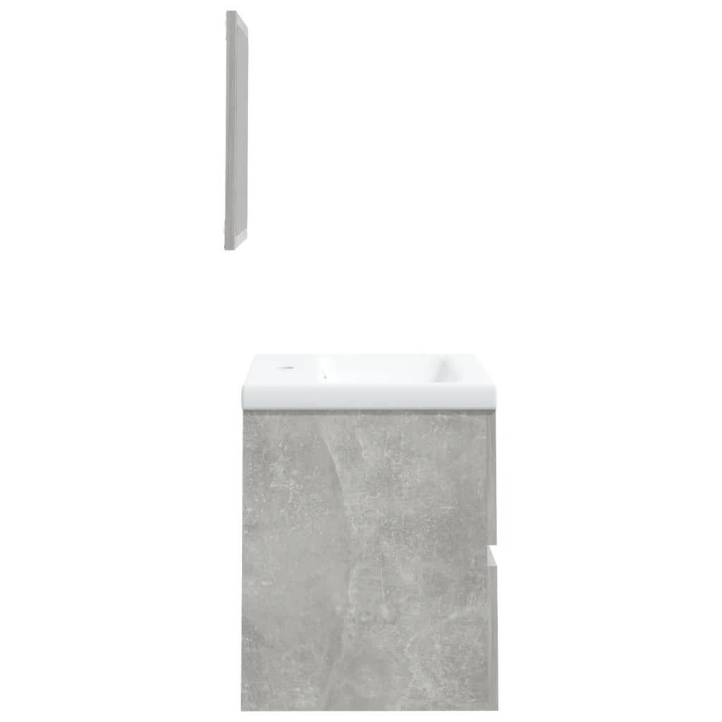 Mobile da Bagno con Lavabo e Specchio Grigio Cemento