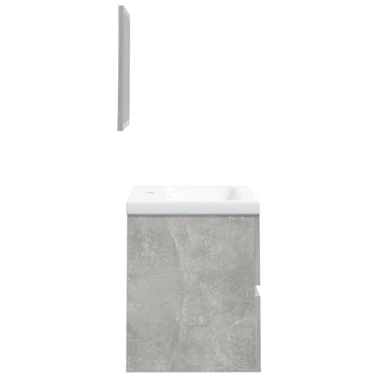 Mobile da Bagno con Lavabo e Specchio Grigio Cemento