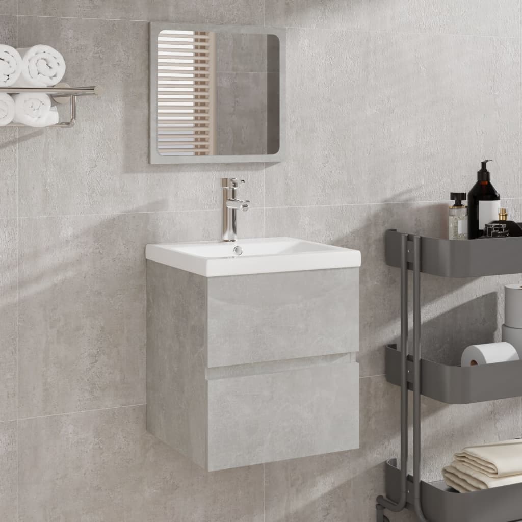 Mobile da Bagno con Lavabo e Specchio Grigio Cemento
