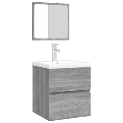 Mobile da Bagno con Lavabo e Specchio Grigio Sonoma