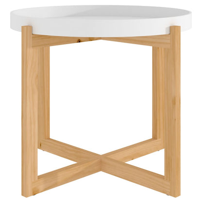 Tavolino Bianco 53x53x43,5cm Legno Multistrato e Massello Pino