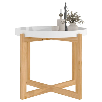 Tavolino Bianco 53x53x43,5cm Legno Multistrato e Massello Pino