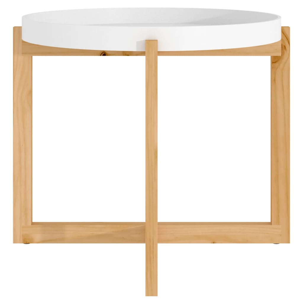 Tavolino Bianco 53x53x43,5cm Legno Multistrato e Massello Pino