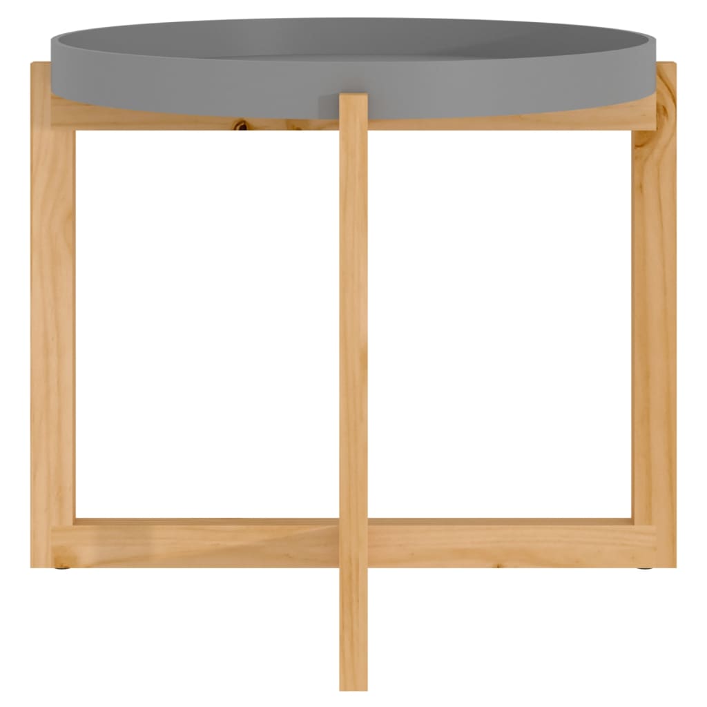Tavolino Grigio 53x53x43,5cm Legno Multistrato e Massello Pino