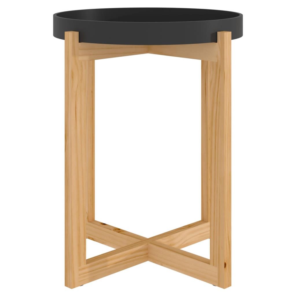 Tavolino Nero 41x41x48,5cm Legno Multistrato e Massello di Pino