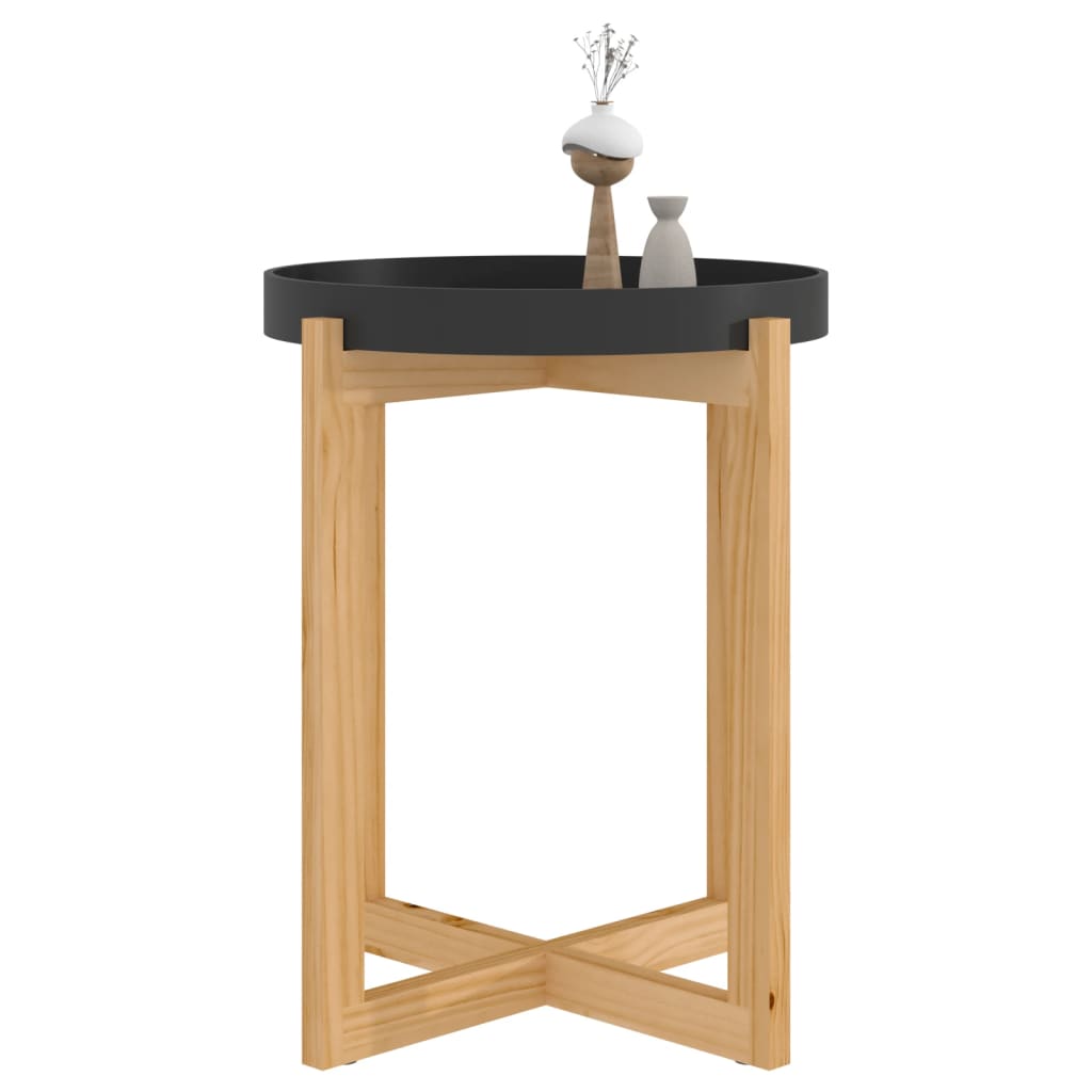 Tavolino Nero 41x41x48,5cm Legno Multistrato e Massello di Pino
