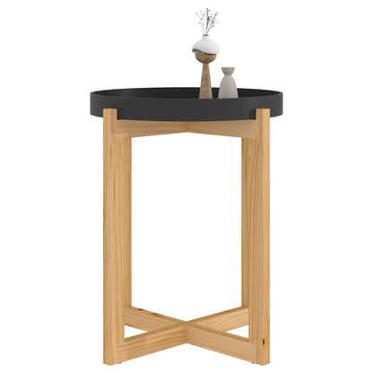 Tavolino Nero 41x41x48,5cm Legno Multistrato e Massello di Pino