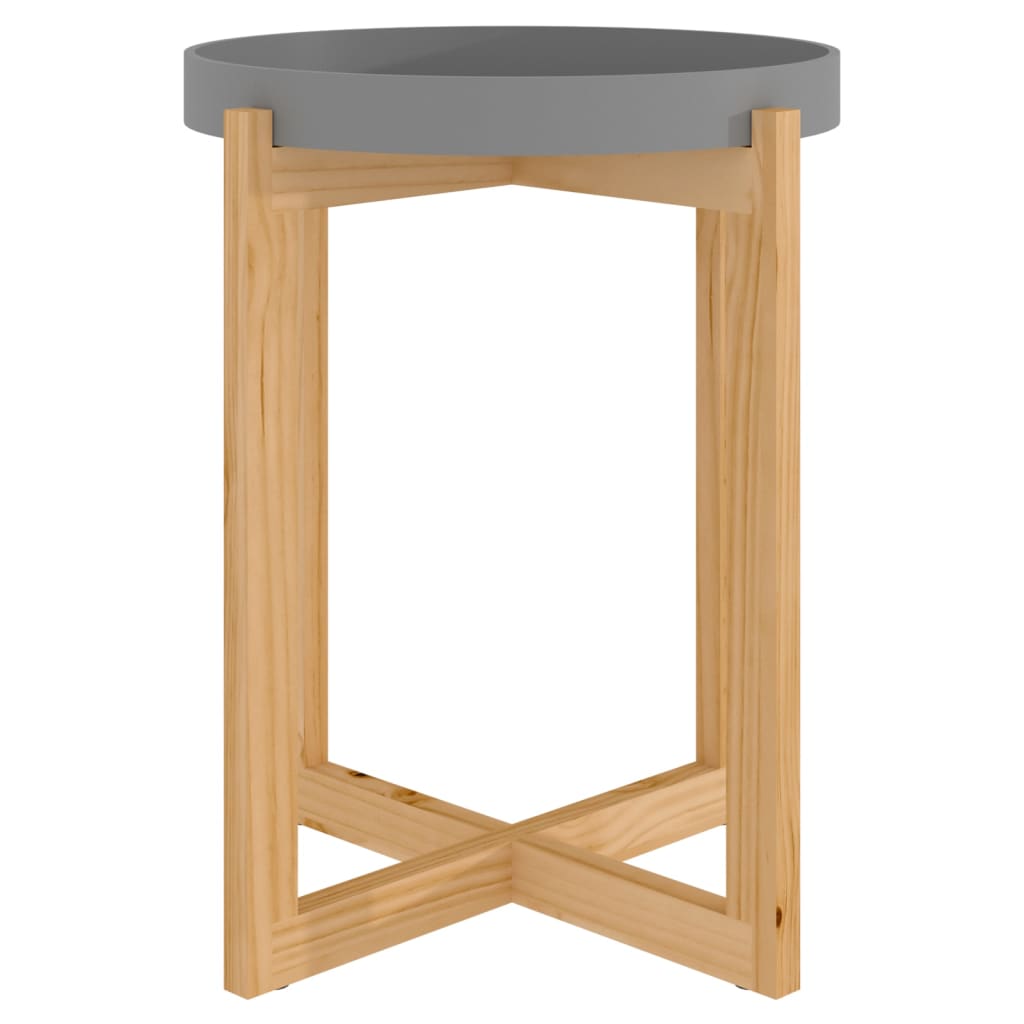 Tavolino Grigio 41x41x48,5cm Legno Multistrato e Massello Pino