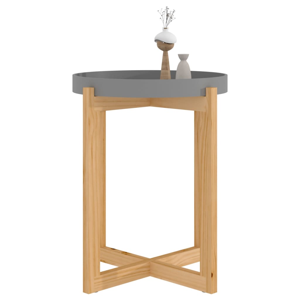 Tavolino Grigio 41x41x48,5cm Legno Multistrato e Massello Pino