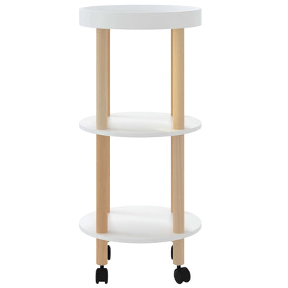 Carrello 3 Ripiani Bianco 38x38x82 cm Legno Multistrato e Pino