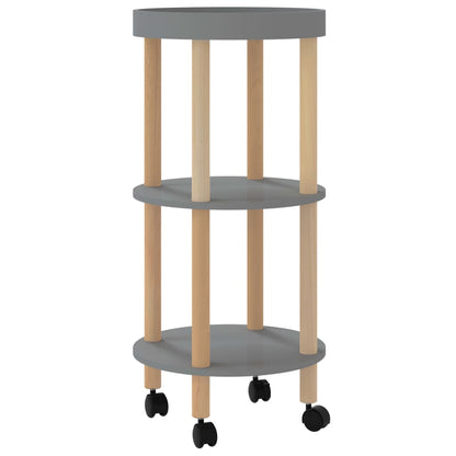 Carrello 3 Ripiani Grigio 38x38x82 cm Legno Multistrato e Pino