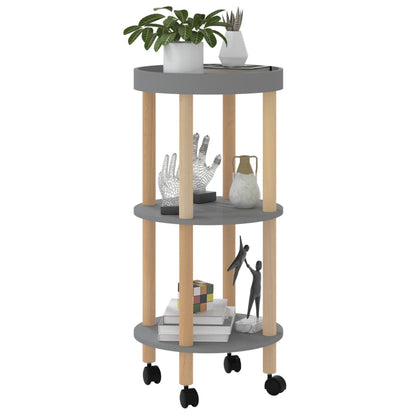 Carrello 3 Ripiani Grigio 38x38x82 cm Legno Multistrato e Pino