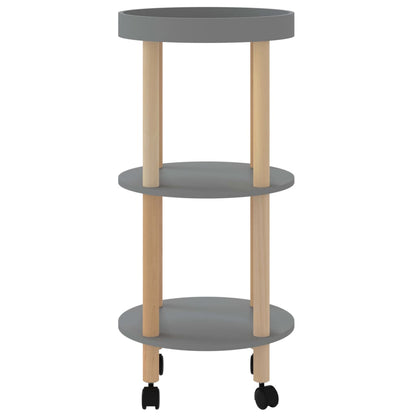 Carrello 3 Ripiani Grigio 38x38x82 cm Legno Multistrato e Pino