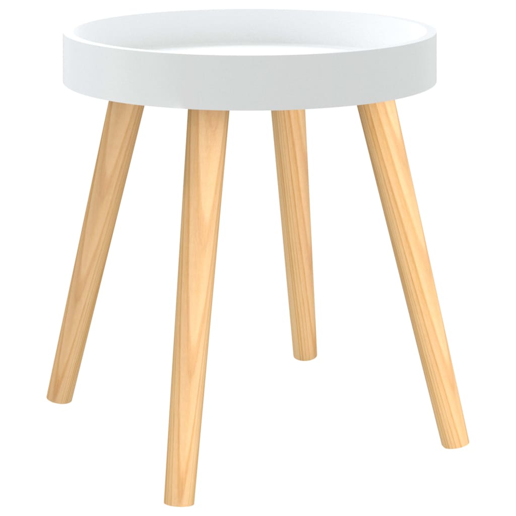 Tavolino Bianco 38x38x40cm Legno Multistrato e Massello di Pino