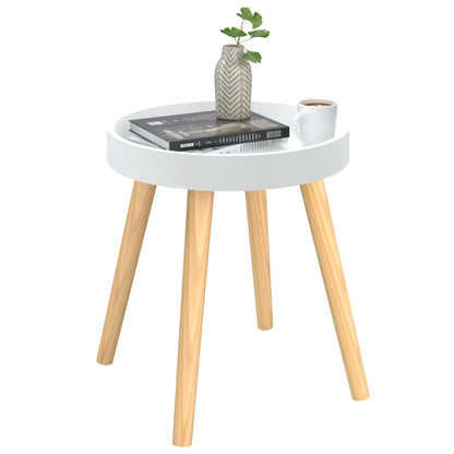 Tavolino Bianco 38x38x40cm Legno Multistrato e Massello di Pino