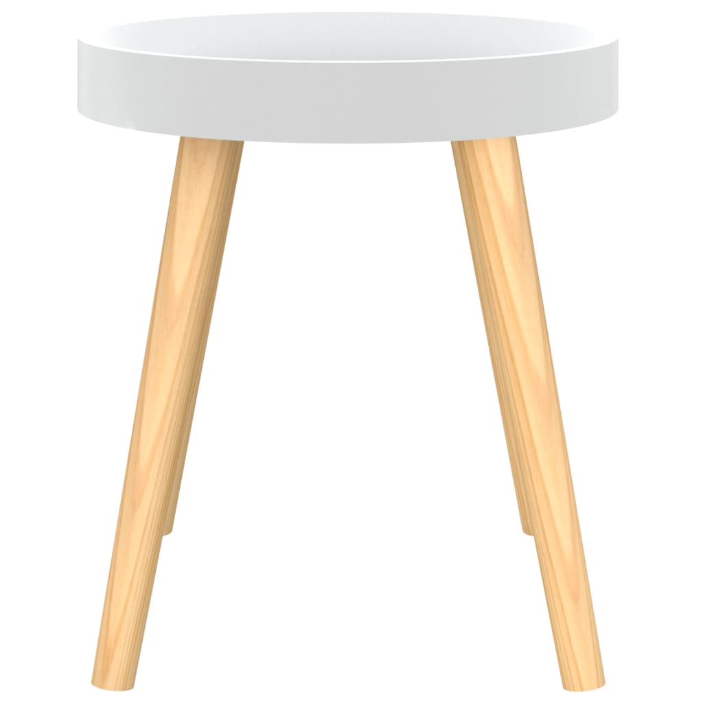 Tavolino Bianco 38x38x40cm Legno Multistrato e Massello di Pino