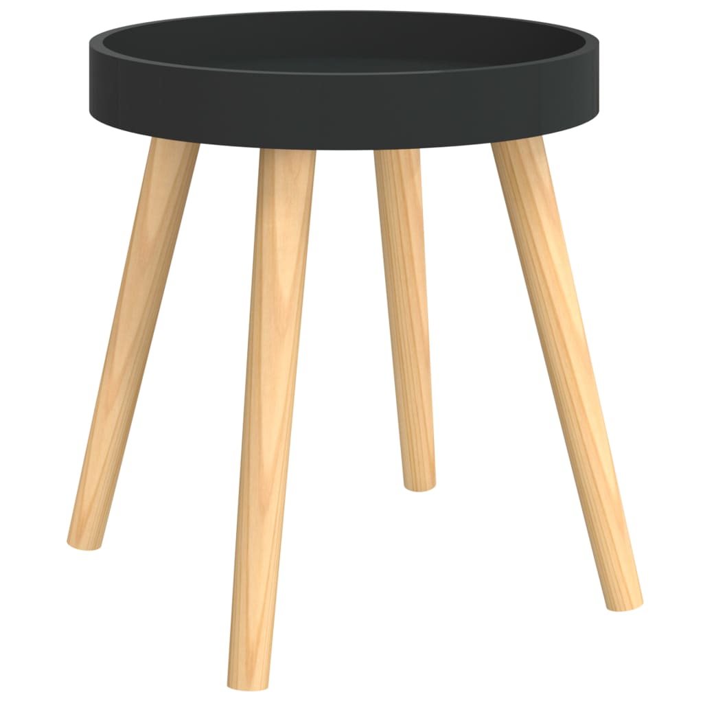 Tavolino Nero 38x38x40 cm Legno Multistrato e Massello di Pino