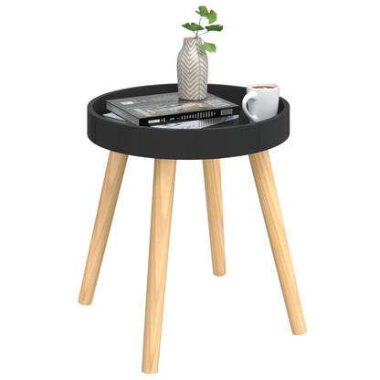 Tavolino Nero 38x38x40 cm Legno Multistrato e Massello di Pino
