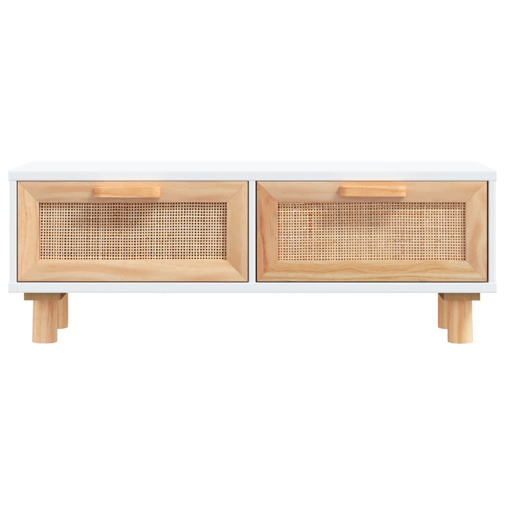 Tavolino Bianco 80x40x30cm Legno Multistrato e Massello di Pino