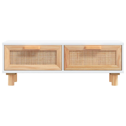Tavolino Bianco 80x40x30cm Legno Multistrato e Massello di Pino