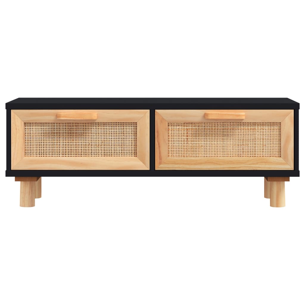 Tavolino Nero 80x40x30 cm Legno Multistrato e Massello di Pino