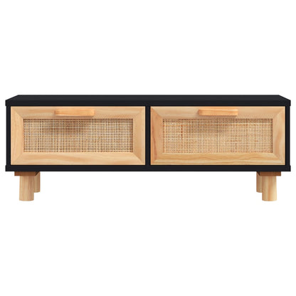 Tavolino Nero 80x40x30 cm Legno Multistrato e Massello di Pino