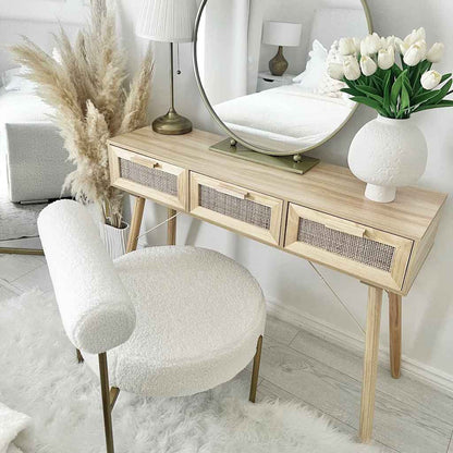 Tavolo Consolle Marrone 105x30x75 Massello Pino Rattan Naturale