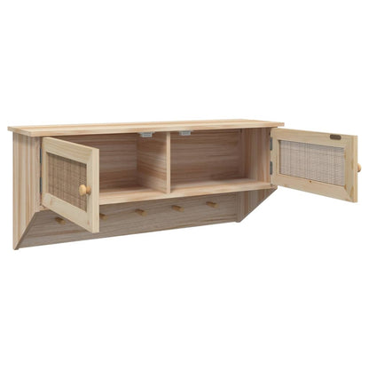Appendiabiti a Muro Marrone Legno Multistrato e Rattan Naturale