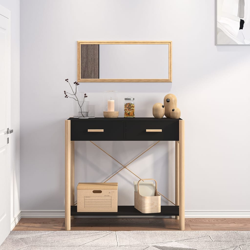 Tavolino Consolle Nero 82x38x75 cm in Legno Multistrato