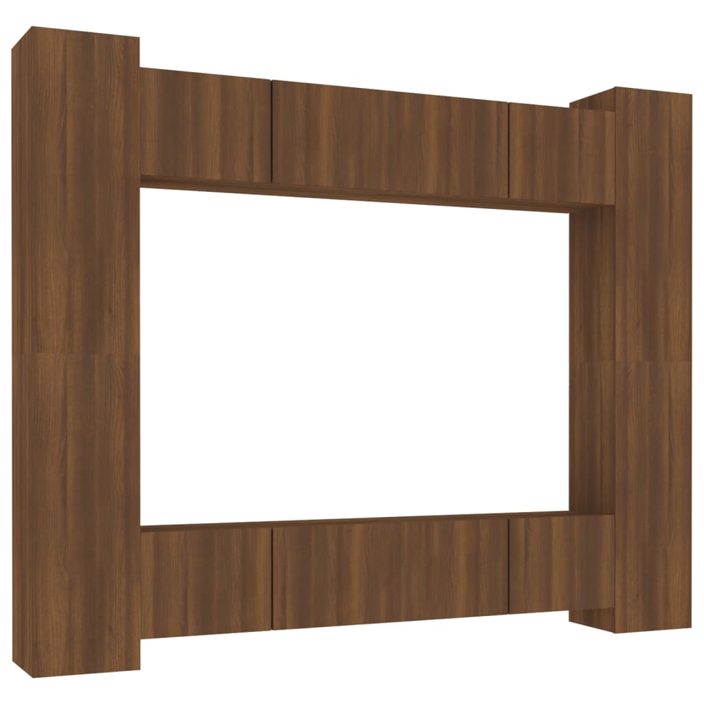 Set Mobili Porta TV 8pz Rovere Marrone in Legno Multistrato