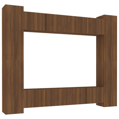 Set Mobili Porta TV 8pz Rovere Marrone in Legno Multistrato