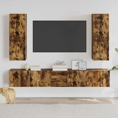Set di Mobili Porta TV 5 pz Rovere Fumo in Legno Multistrato