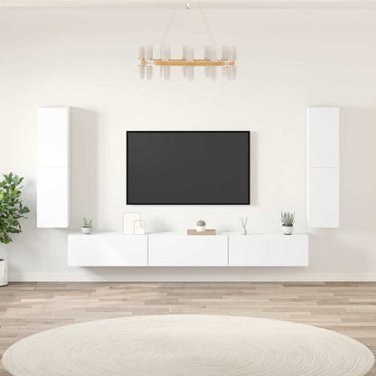 Set di Mobili Porta TV 7 pz Bianco in Legno Multistrato