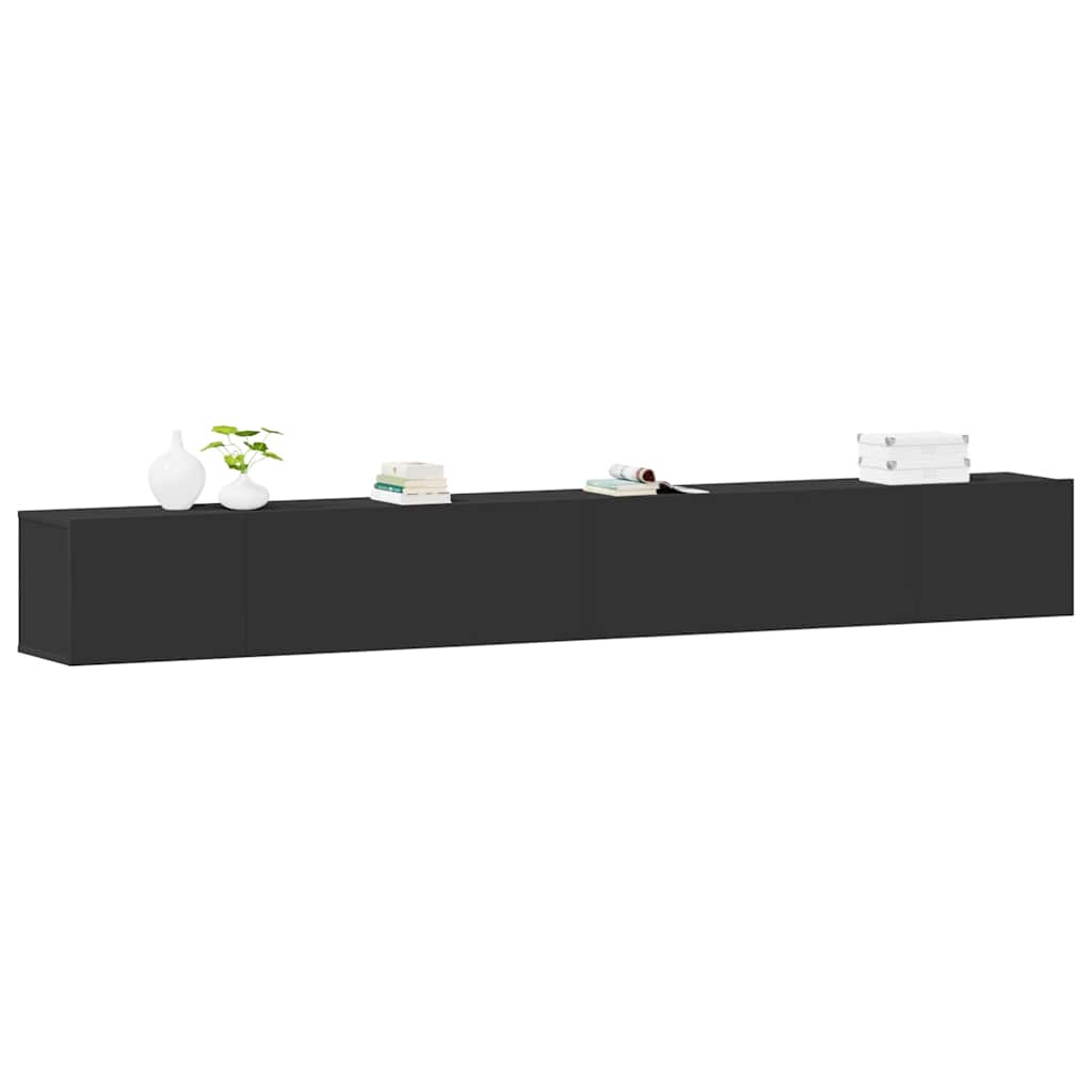 Set Mobili Porta TV 3 pz Nero in Legno Multistrato