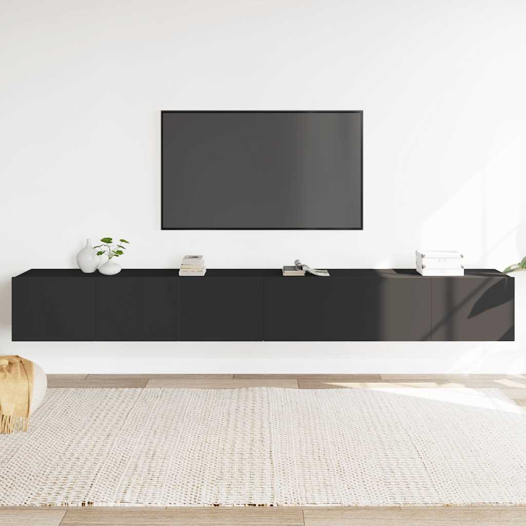 Set Mobili Porta TV 3 pz Nero in Legno Multistrato