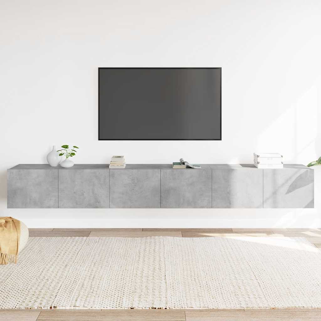Set di Mobili Porta TV 3 pz Grigio Cemento in Legno Multistrato