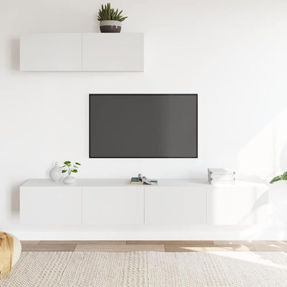 Set Mobili Porta TV 3 pz Bianco in Legno Multistrato