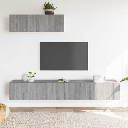 Set Mobili Porta TV 3 pz Grigio Sonoma in Legno Multistrato