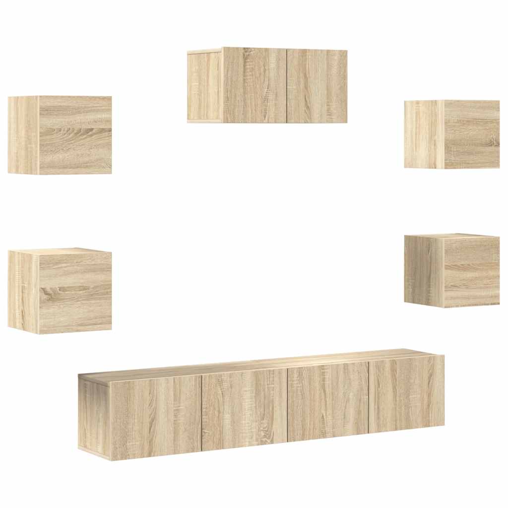Set di Mobili TV 7 pz Rovere Sonoma in Legno Multistrato
