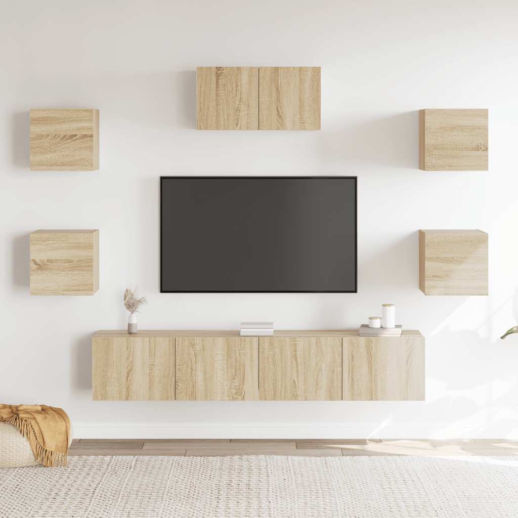 Set di Mobili TV 7 pz Rovere Sonoma in Legno Multistrato