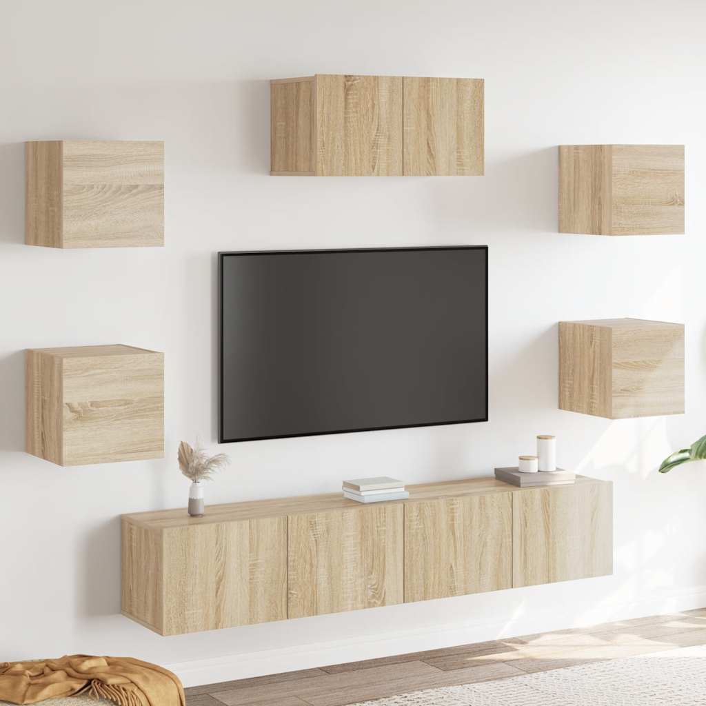 Set di Mobili TV 7 pz Rovere Sonoma in Legno Multistrato