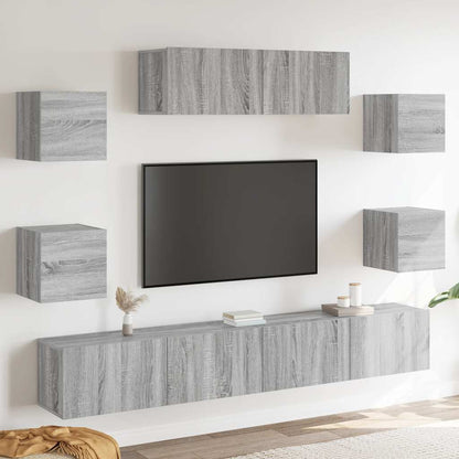 Set di Mobili Porta TV 7 pz Grigio Sonoma in Legno Multistrato