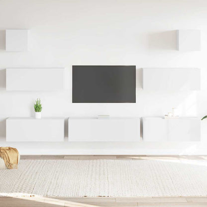 Set di Mobili Porta TV 7 pz Bianco in Legno Multistrato