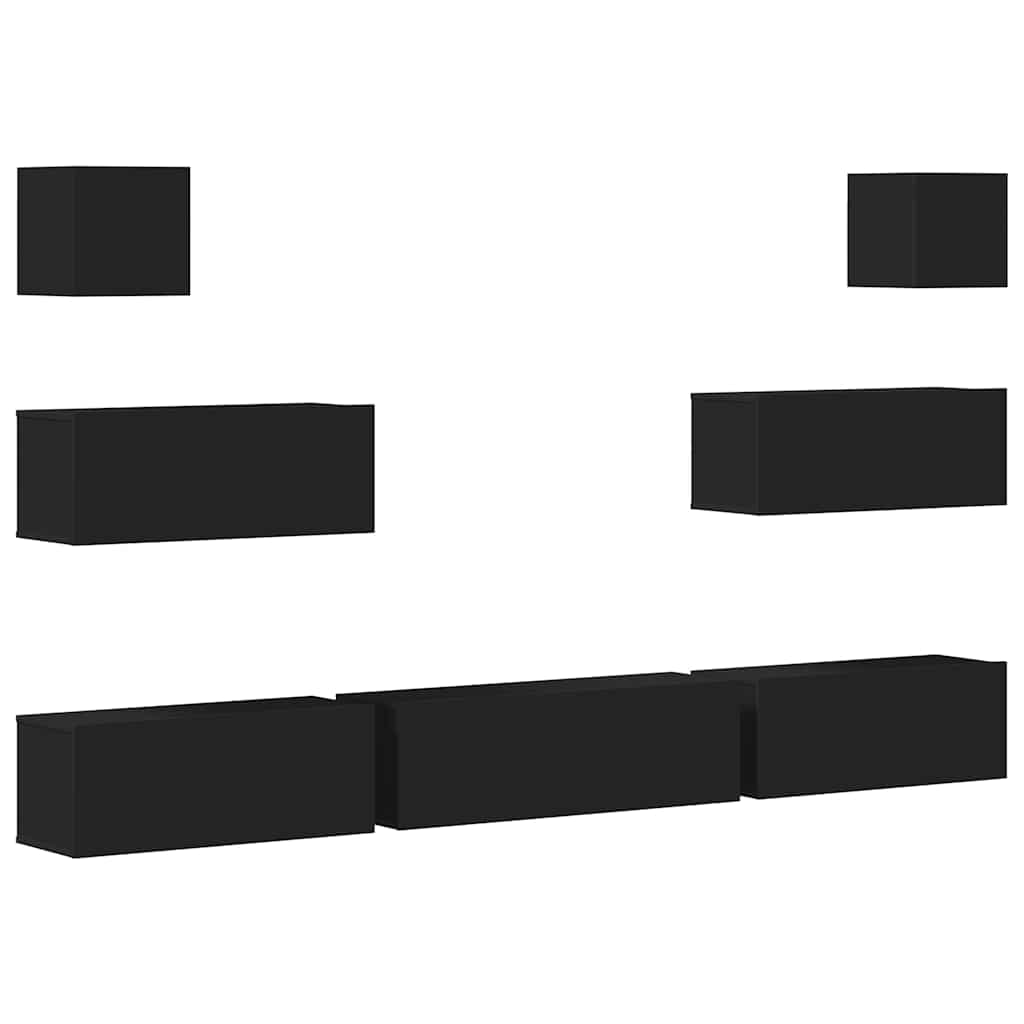 Set di Mobili Porta TV 7 pz Nero in Legno Multistrato