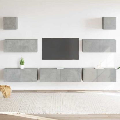 Set di Mobili Porta TV 7 pz Grigio Cemento in Legno Multistrato