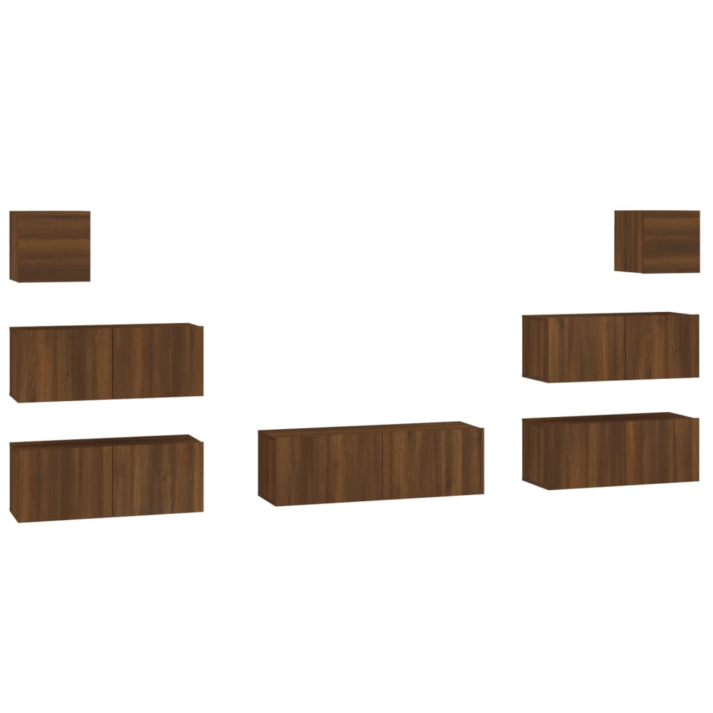 Set Mobili Porta TV 7 pz Rovere Marrone in Legno Multistrato