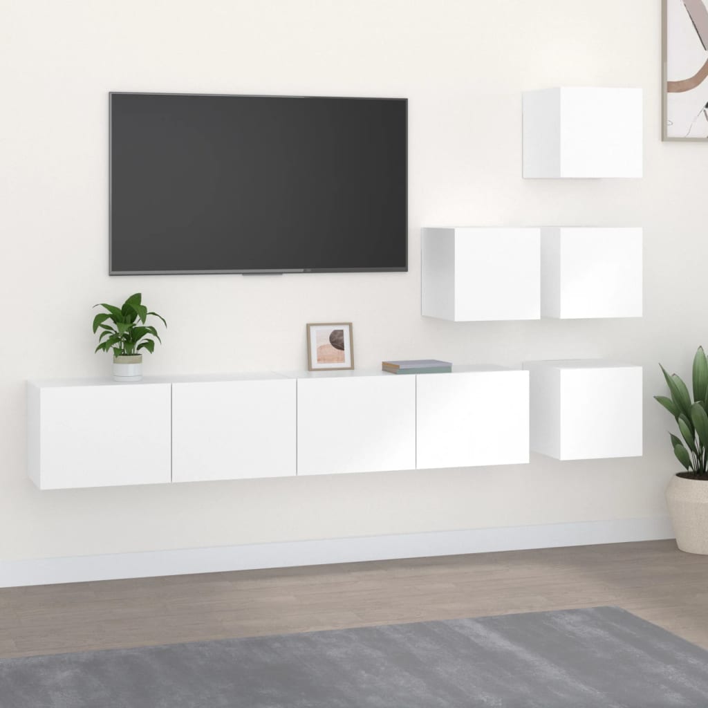 Mobile Porta TV a Parete Bianco in Legno Multistrato